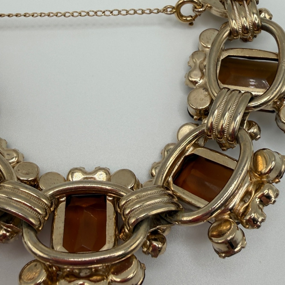 Juliana Elster & DeLizza VTG Smoky Topaz Rhinestone Bracelet and Earrings Set - Picture 10 of 16